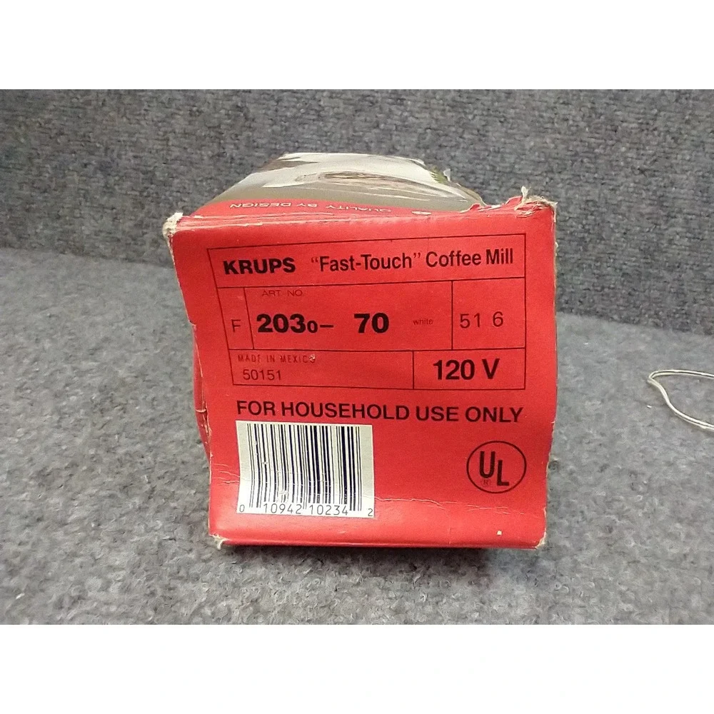 Krups Fast-Touch Coffee Mill Type 203 B White Electric Blade Grinder 160W 120V